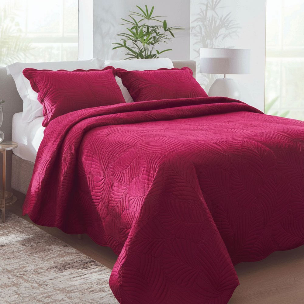 Kit Colcha Casal 3 Peças Corttex Milão Provenca Vermelho (MP)