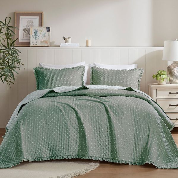 Kit Colcha Casal 3 Peças Corttex Charlotte Verde (MP)