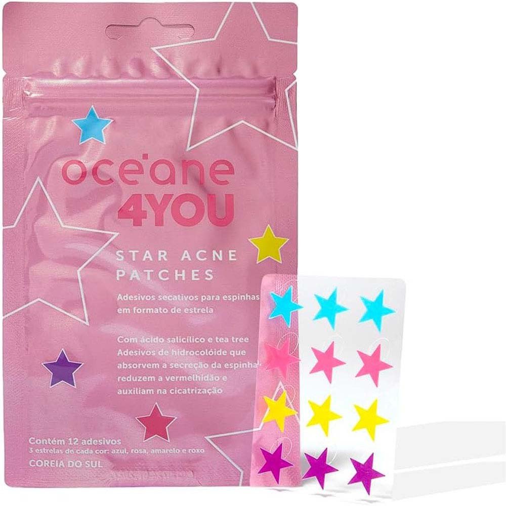 Adesivos Secativos Para Espinhas com Ácido Salicílico Star Acne Patches Océane 4You 12 Unidades