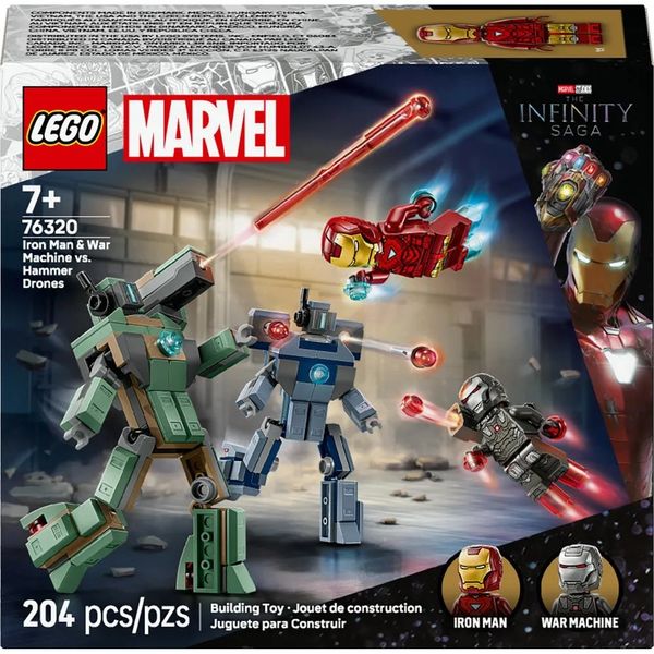 Bloco Lego Homem De Ferro E Máquina De Guerra VS Drones Hammer 204 Peças (MP)