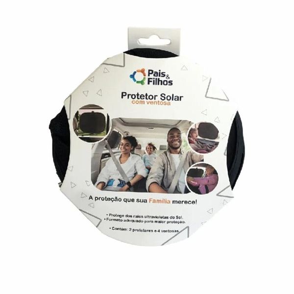 Protetor Solar Para Carro Pais E Filhos Com Ventosa 2 Peças Preto (MP)