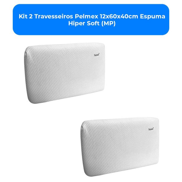Kit 2 Travesseiros Pelmex 12x60x40cm Espuma Hiper Soft (MP)