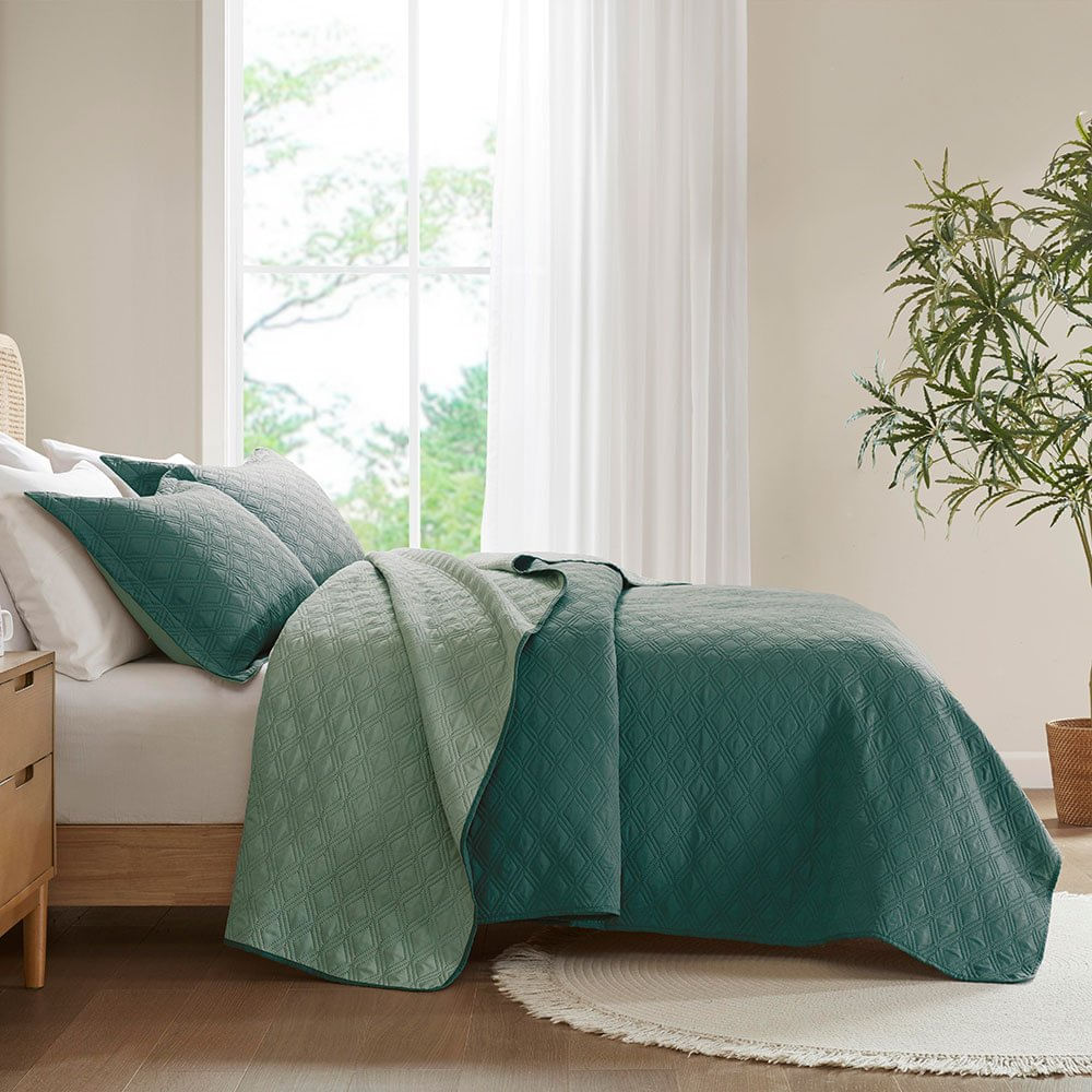 Kit Colcha Casal 3 Peças Corttex Duetto Verde (MP)