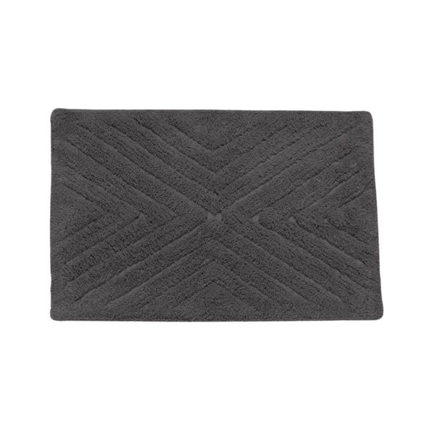 Tapete Antiderrapante Bouton Zig Algodão Cinza 40x60cm (MP)