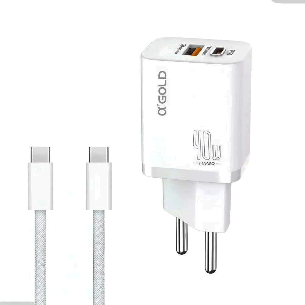 Carregador Turbo A'Gold Com Cabo Tipo C 40W (MP)