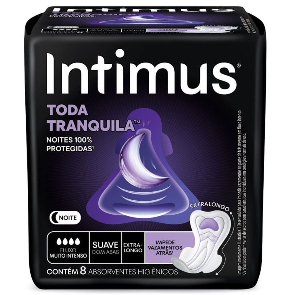 Absorvente Intimus Noturno Toda Tranquila Suave Com Abas 8 Unidades