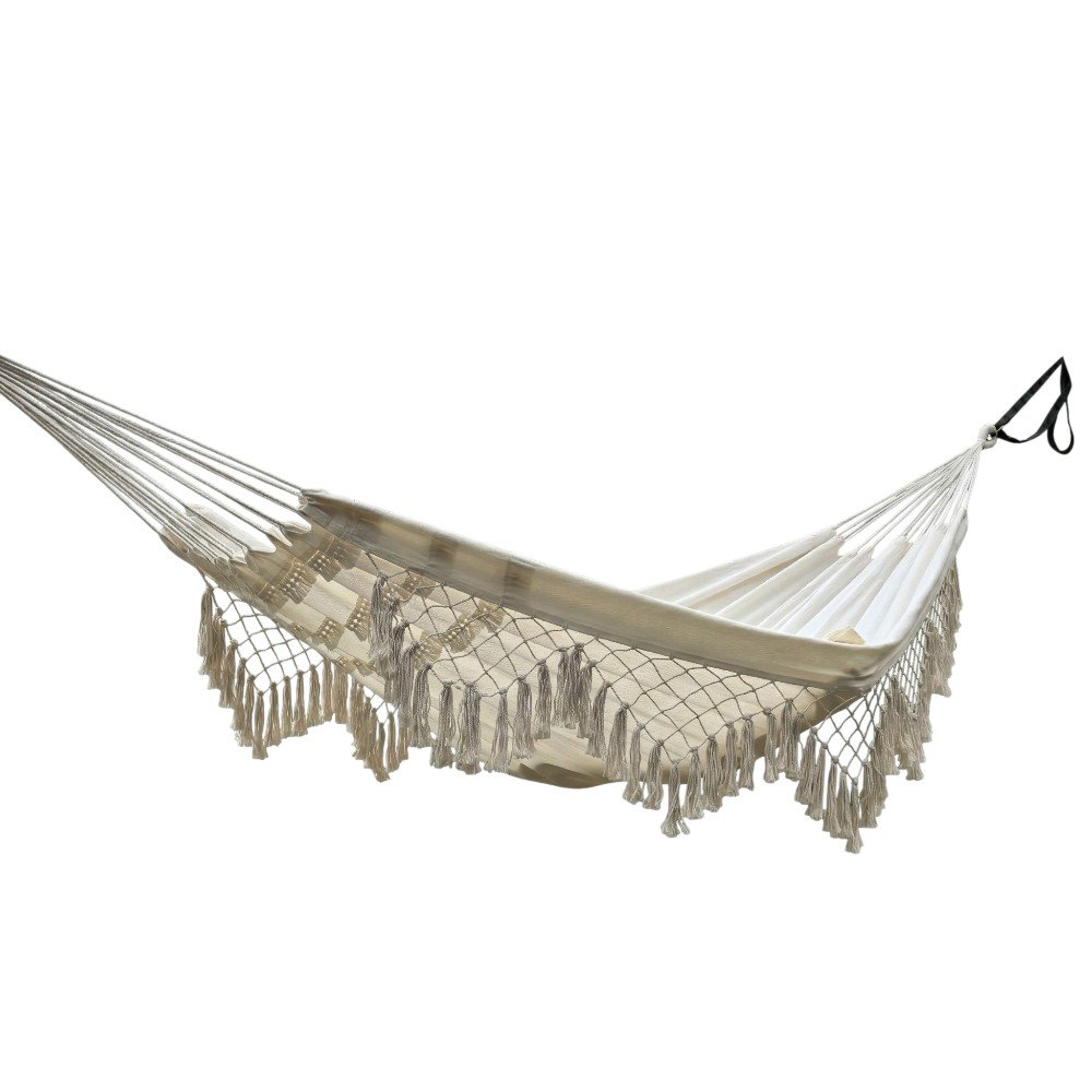 Rede de Dormir e Descanso Baumon Rio Solimões 200x150cm Algodão Bege OP18