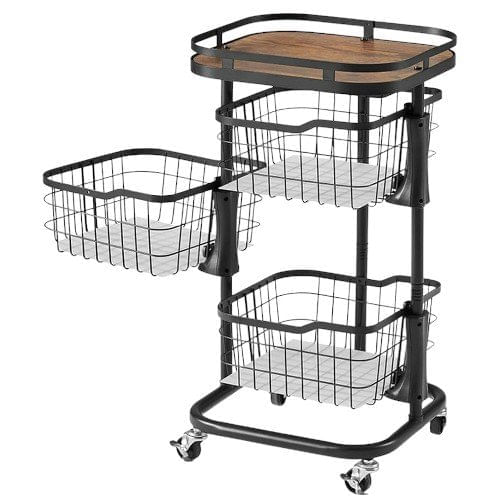 Carrinho Organizador Yiwu de 3 Andares para Utensílios de Cozinha LE2593 0-2 Preto E-BI