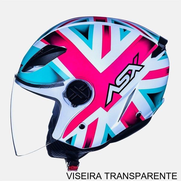 Capacete ASX City Air Kingdom Brilho Branco E Rosa 60 (MP)