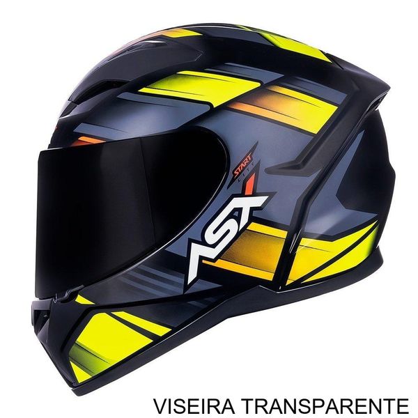 Capacete ASX City Start Brilho Preto E Amarelo 58 (MP)