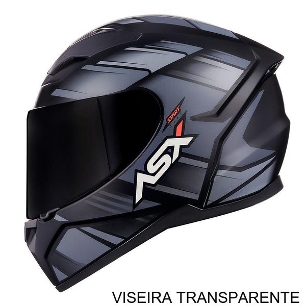 Capacete ASX City Start Fosco Preto E Cinza 62 (MP)