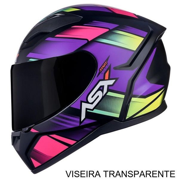 Capacete ASX City Start Fosco Preto E Lilás 58 (MP)