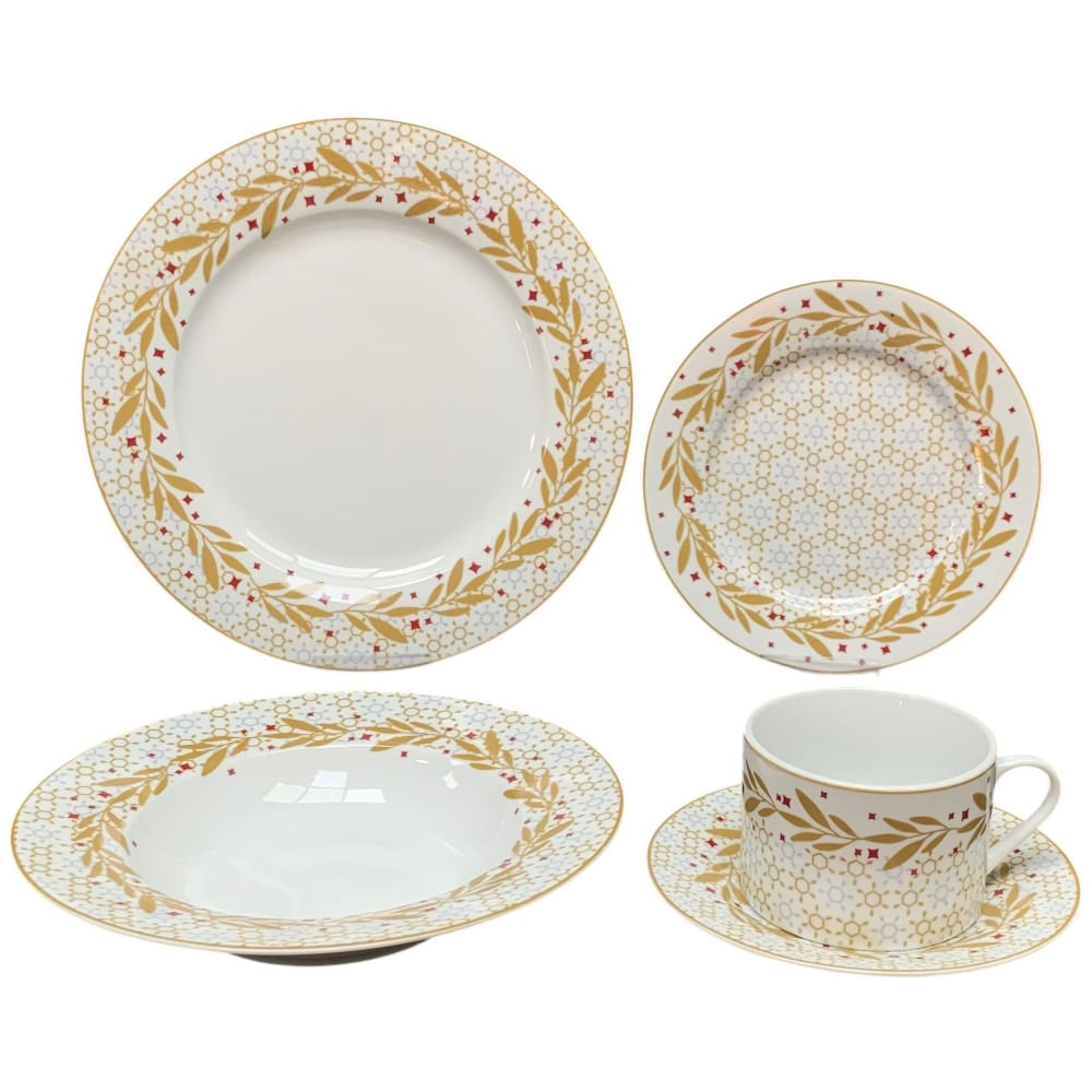 Aparelho de Jantar Baumon 20 Peças Coral Royale O-169