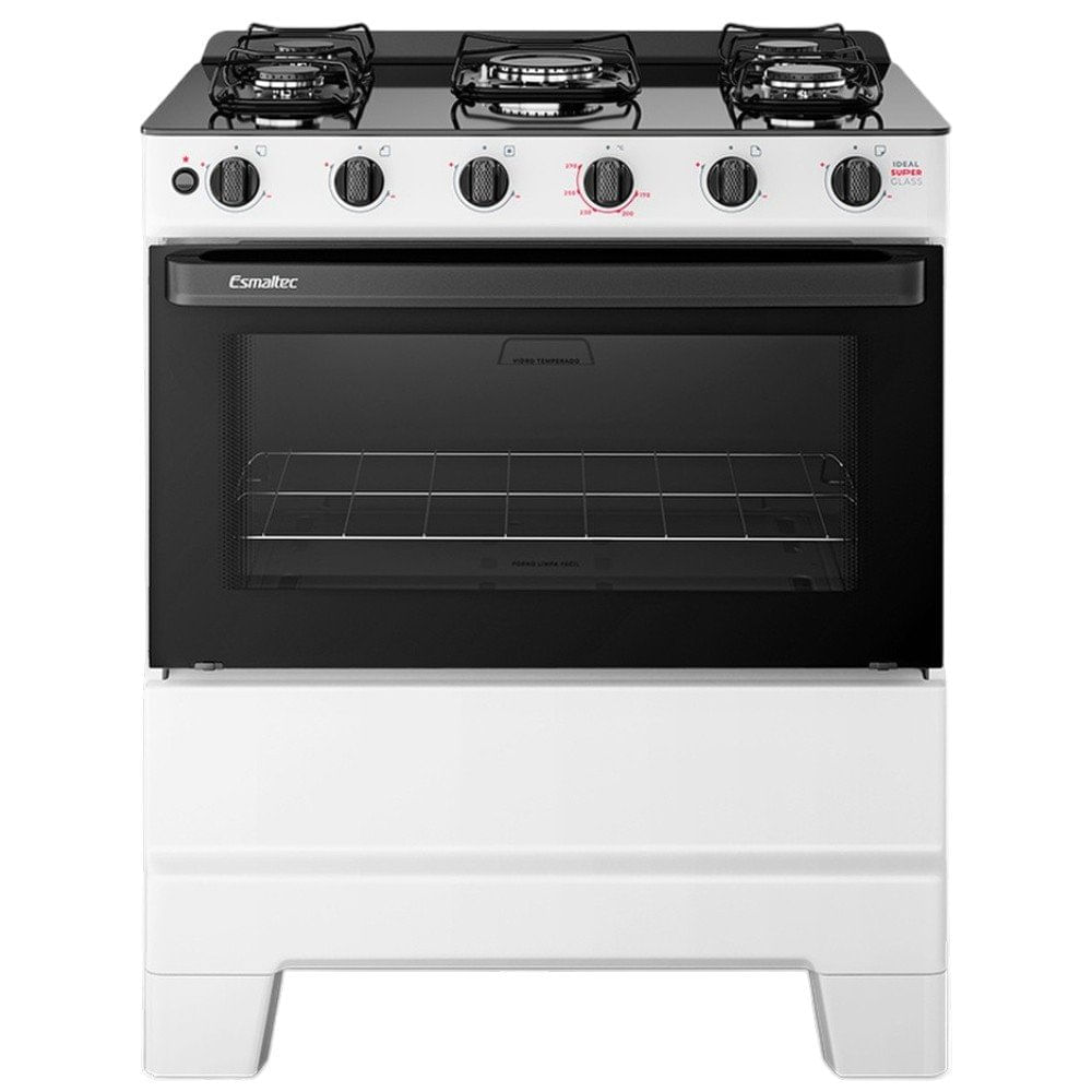 Fogão 5 Bocas Esmaltec Super Glass Branco F5VAB