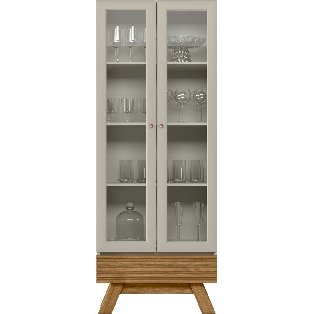 Cristaleira Linea Retrô Marsala Cor Nature Com Off White