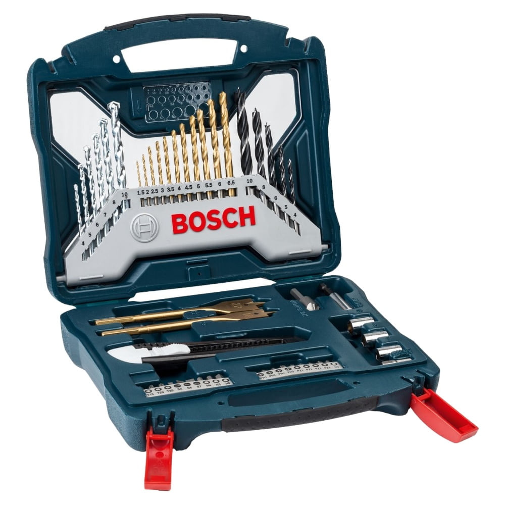 Kit 50 Pontas & Brocas X-Line Bosch Titatium Preto