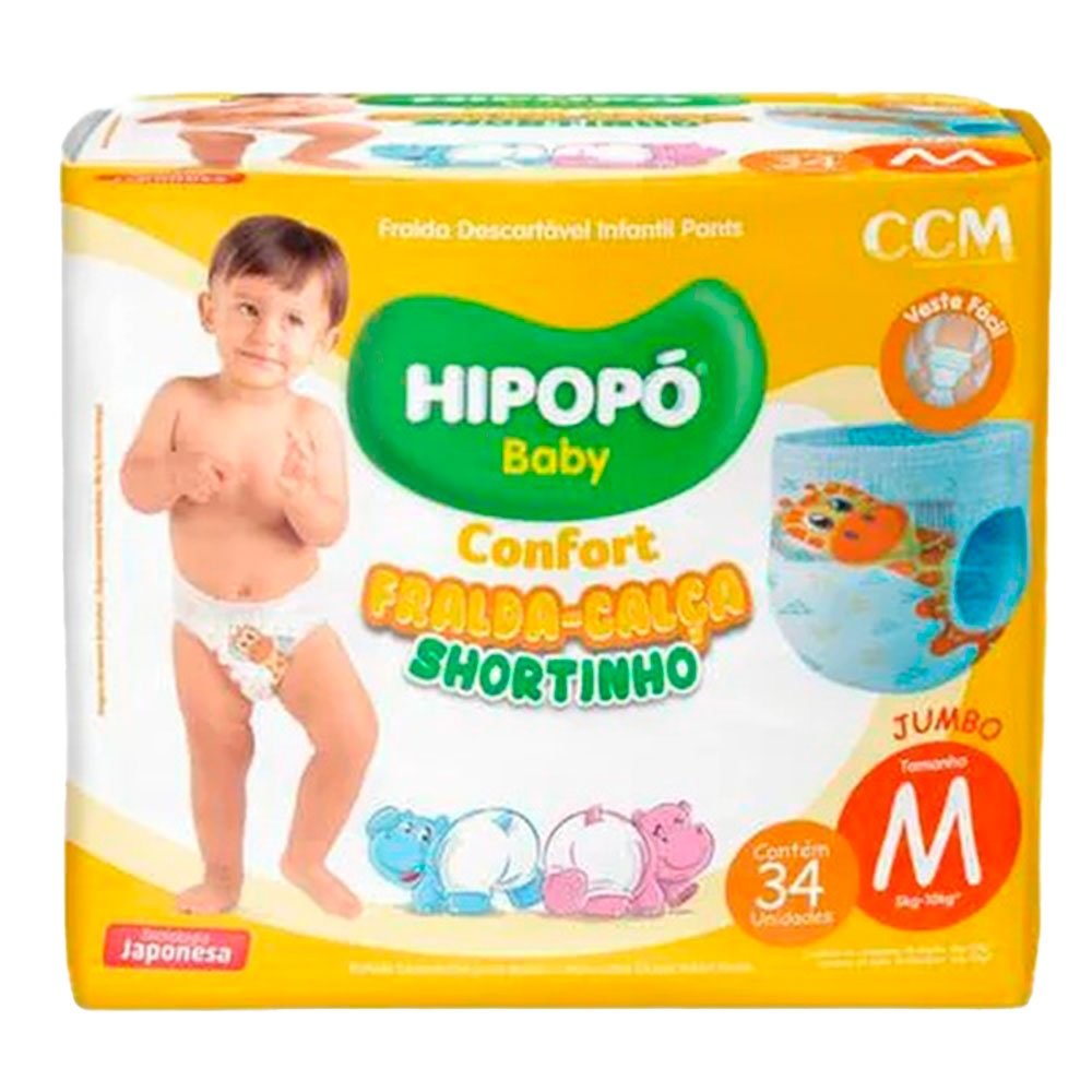 Fralda Calça CCM Hipopo Confort Jumbo M 34 Unidades (MP)